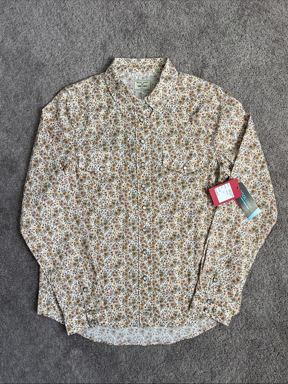 Kimes Ranch Women’s western Floral Button-Down Shirt in Beige and Brown